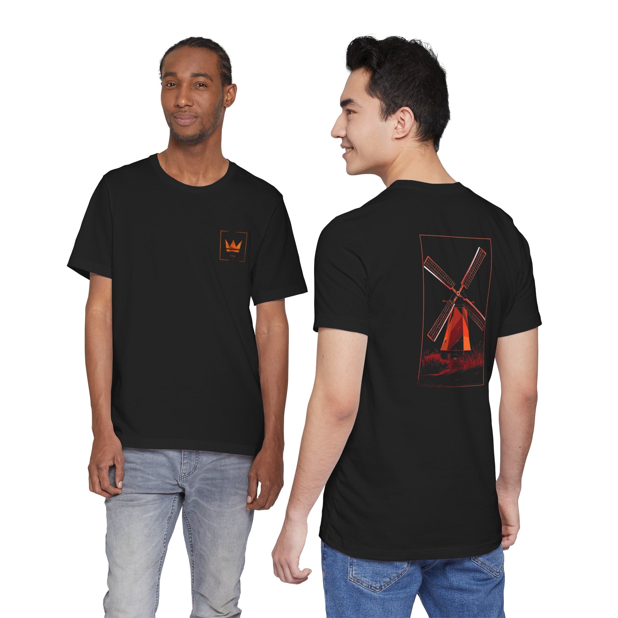 Kingsday Windmill T-Shirt – Minimal Oranje Streetwear – Dutch Back Print – Premium Design