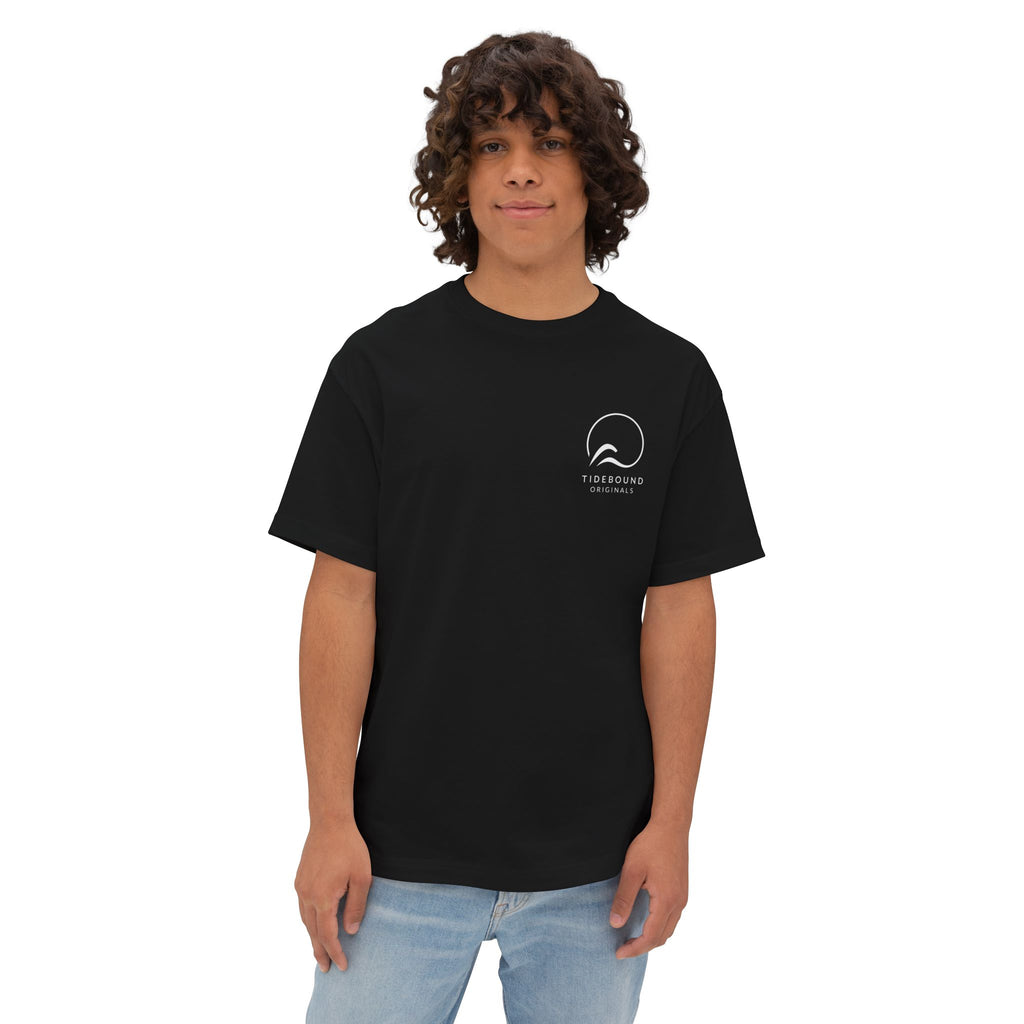 Oversized Boxy Tee — Minimal White Graphic Back Logo T‑Shirt