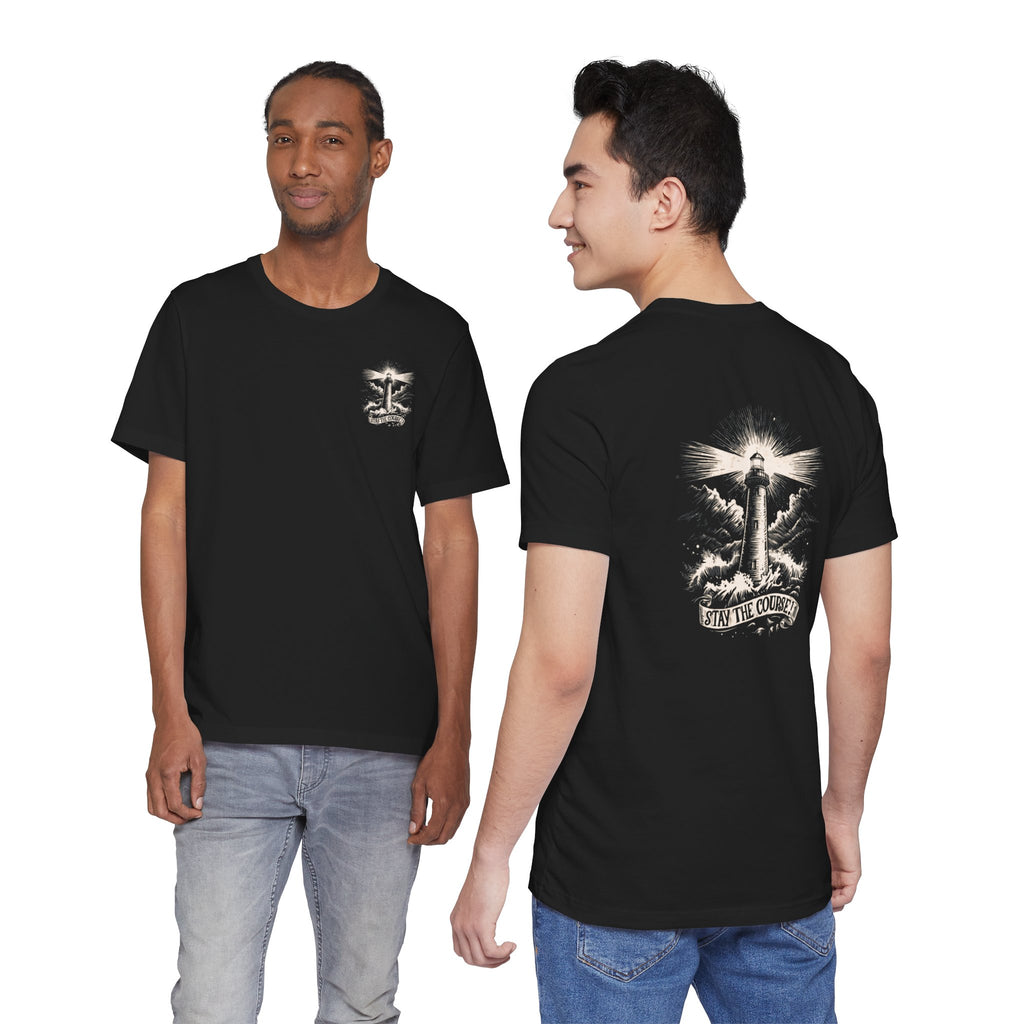 Sunrise Lighthouse Tee | Vintage Coastal Illustration, Nautical Beach Shirt, Stay the Course.