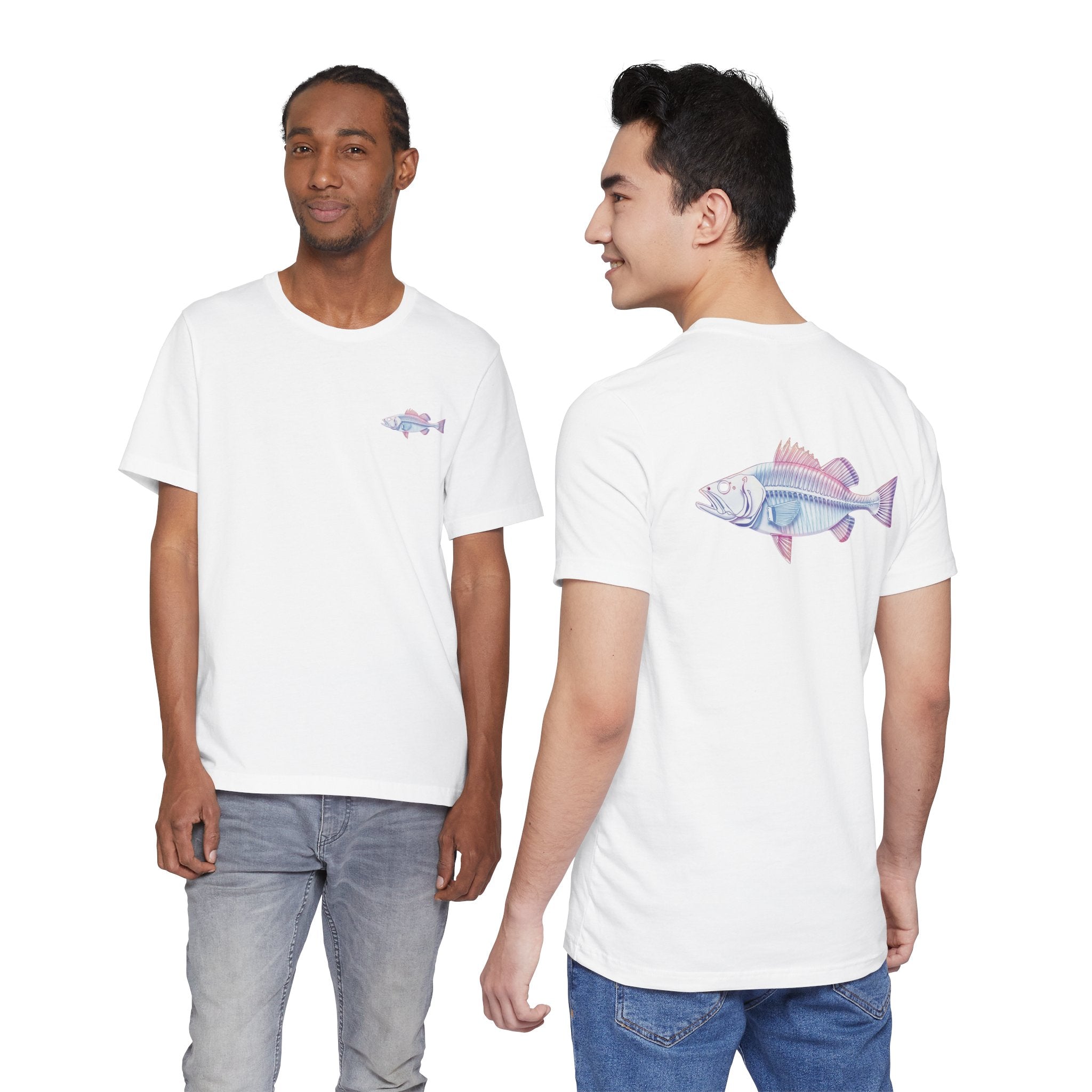 Pastel Walleye Fish Tee Seabass - Retro Fishing Graphic T Shirt