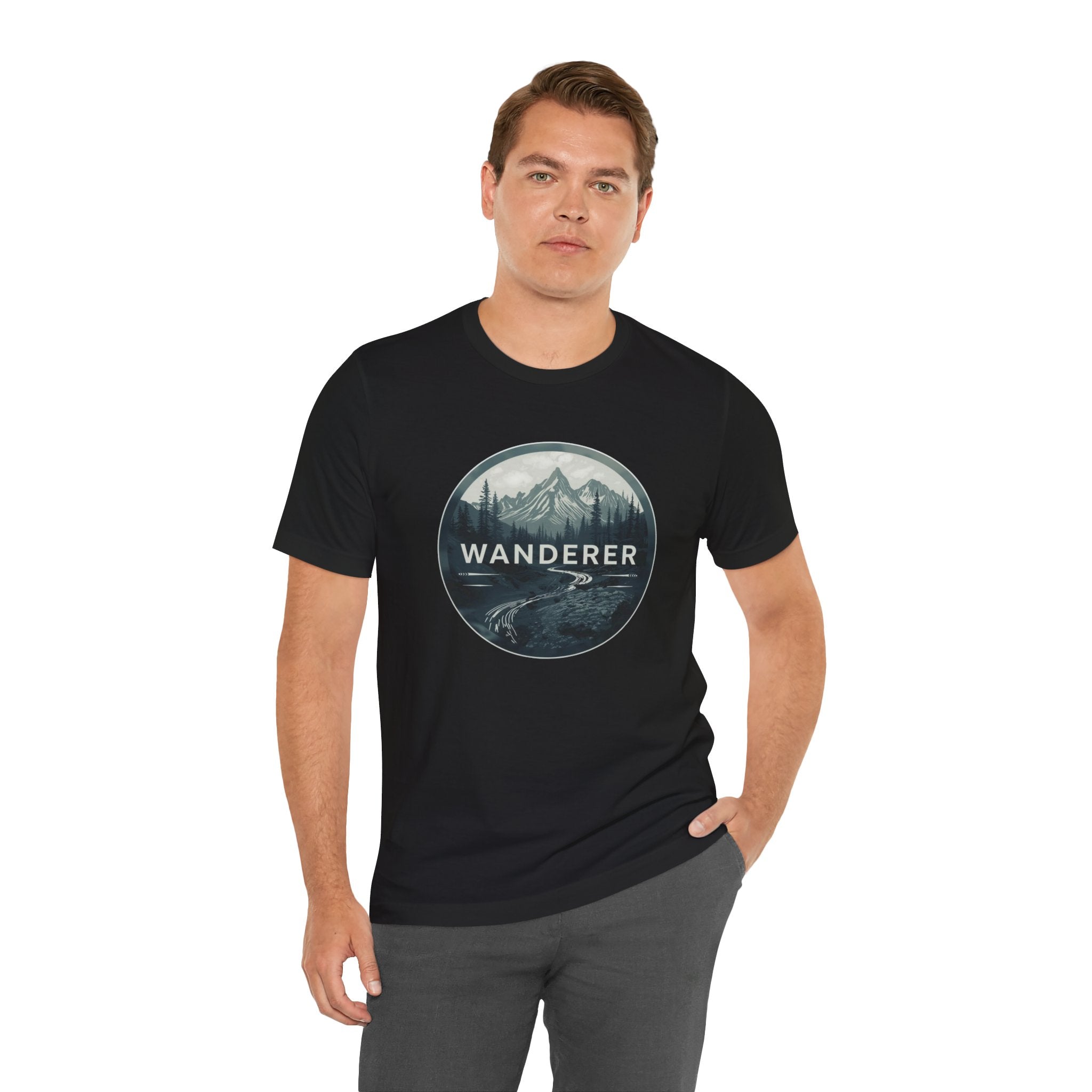 Wanderer Mountain Graphic Tee, Adventure Nature T Shirt