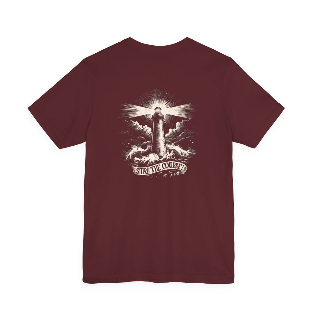 Sunrise Lighthouse Tee | Vintage Coastal Illustration, Nautical Beach Shirt, Stay the Course.