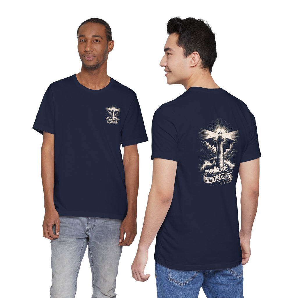 Sunrise Lighthouse Tee | Vintage Coastal Illustration, Nautical Beach Shirt, Stay the Course.