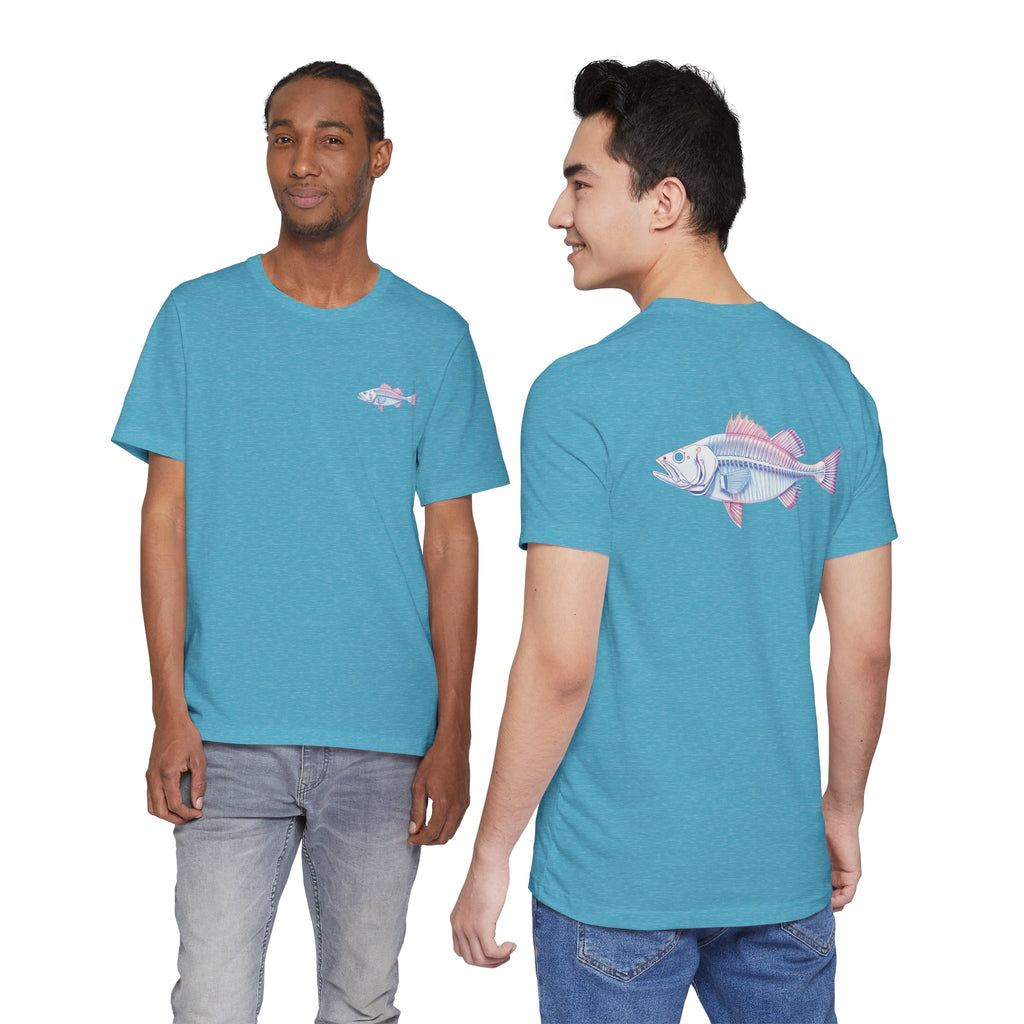 Pastel Walleye Fish Tee Seabass - Retro Fishing Graphic T Shirt